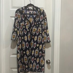 Jude Connally Blue Patterned 3/4 Sleeve Dress Size XL